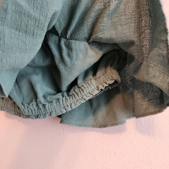 Free People Go For Drama Ruffled One Shoulder Green Top Size Small - Picture 4 of 8